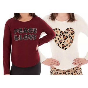 Girl's Long Sleeve Tops w/Animal Print/Bling Set of Two 7/8 (555)